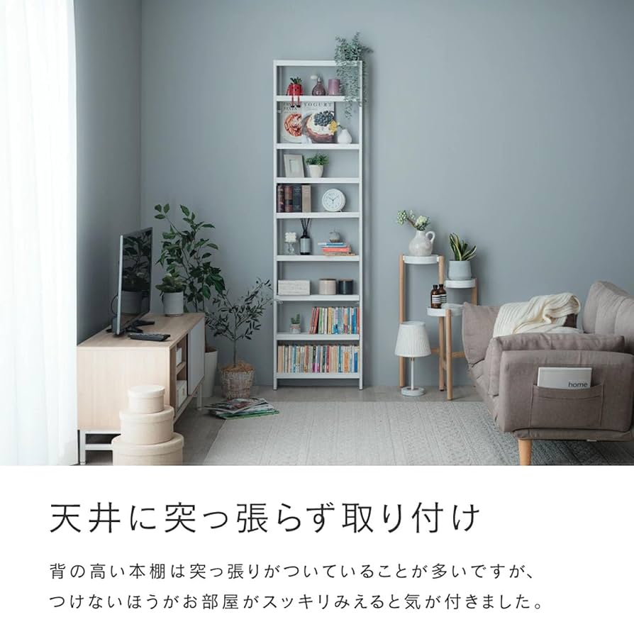 Amazon.co.jp: 天井に突っ張らない薄型壁付けラック9段 50W BR